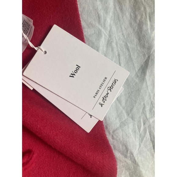 $100 EUC STOCKHOLM ATELIER & OTHER STORIES wool knit scarf O/S hot pink solid - Picture 3 of 8